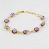 Gorgeous Blue Amethyst Brass Bracelet H - BZB998 18K Gold Plated Cut Oval Shape 7x10mm Bezel Setting Brass Bracelet